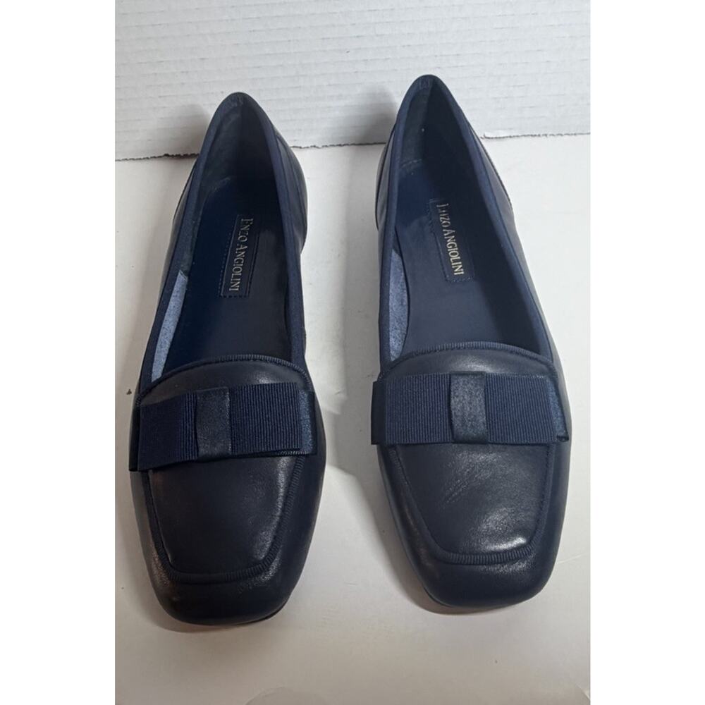 Enzo Angiolini Navy Blue Bow Ballet Flats Women’s 7.5 M Leather Sole Vintage Y2K - Picture 2 of 10